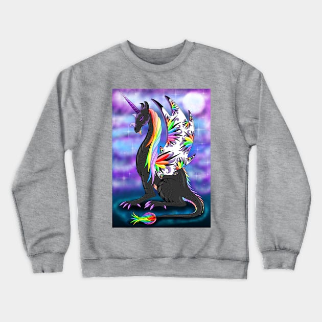 Rainbow black dragon Crewneck Sweatshirt by MelanieJeyakkumar
